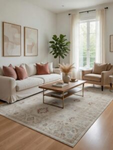 Vintage TPR 11027 Eskitme Desen Halı Makinede Yıkanabilir Kaymaz Dokuma Tabanlı Özel Ölçü