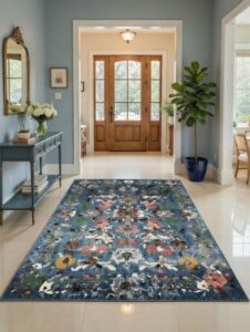 Vintage TPR 10745 Eskitme Desen Halı Makinede Yıkanabilir Kaymaz Dokuma Tabanlı Özel Ölçü