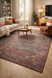 Vintage TPR 11114 Eskitme Desen Halı Makinede Yıkanabilir Kaymaz Dokuma Tabanlı Özel Ölçü